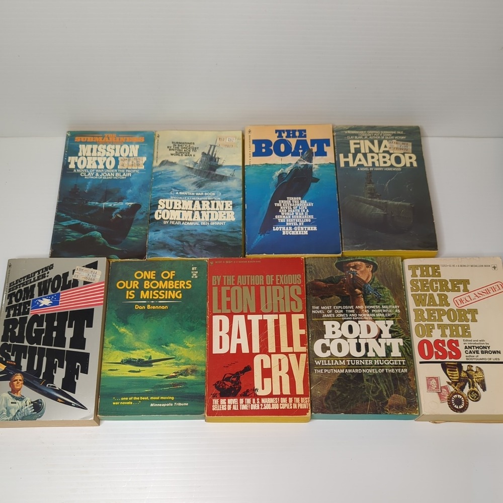Wartime Combat WWII Novels (4) Submarine (2) Air Force (2) Marine (1) OSS VTG
